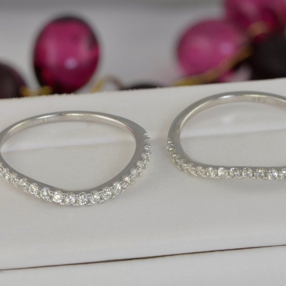 NEW 925 STERLING SILVER CURVE WEDDING BAND RING - Picture 5 of 7